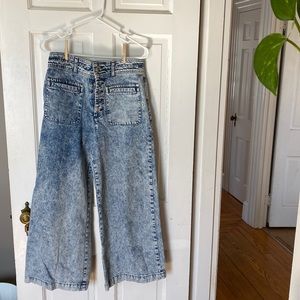 wide leg acid wash jeans (cropped length)